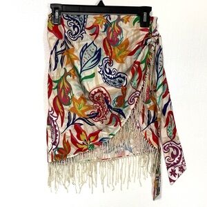 Shein Colorful Fringe Hem Side Tie Swimwear Coverup Skirt Sz‎ Small